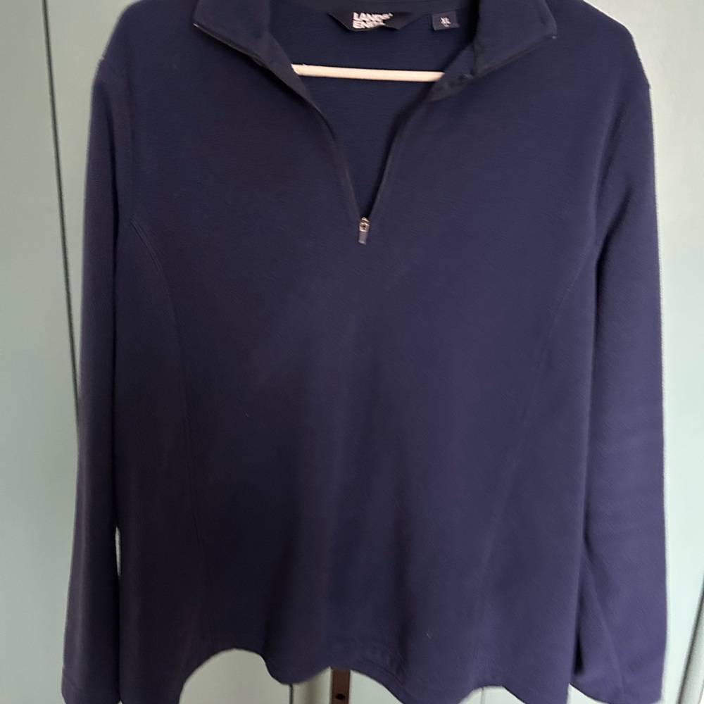 Lands' End Deep Blue Fleece Pullover